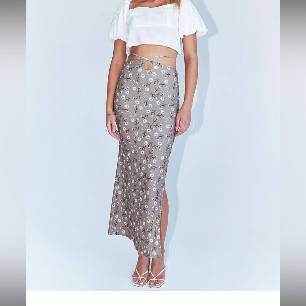 Princess Polly Brown Floral Maxi Skirt